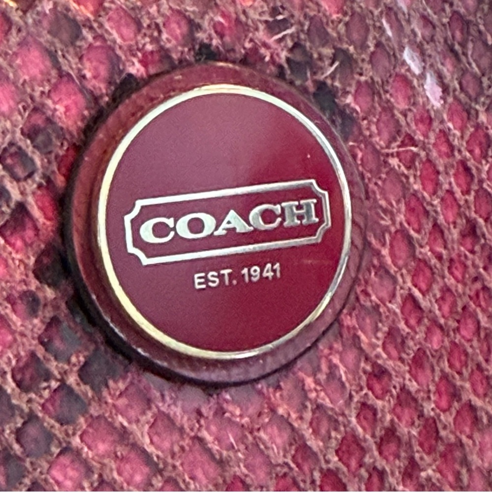 COACH Raspberry Python Embossed Leather Crossbody Messenger Bag Purse - Picture 10 of 13